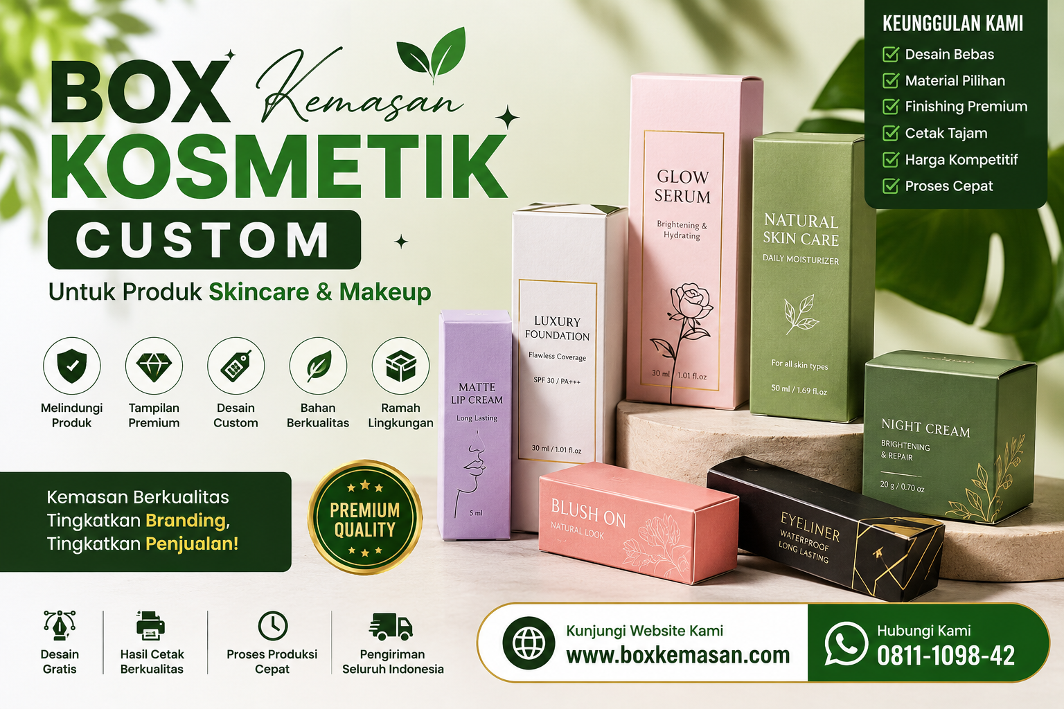 Box Kemasan Kosmetik Custom untuk Skincare dan Makeup